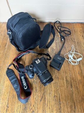 Canon Black DSLR Camera Kit with Red-Trim Strap